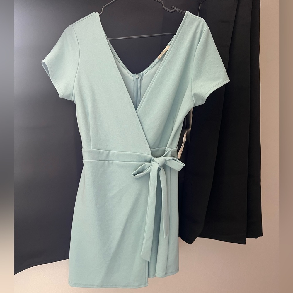 Altard state wrap tie romper beautiful blue